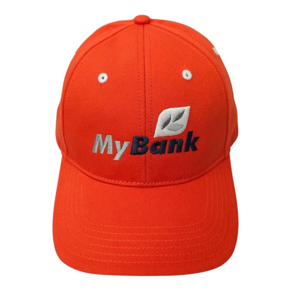 My Bank Embroidered Logo Strapback Cap Sandwich Brim Trucker Baseball Hat